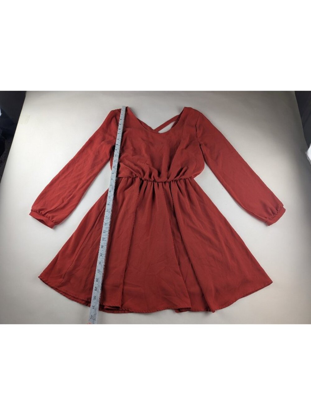 Lush long sleeve criss-cross back mini dress